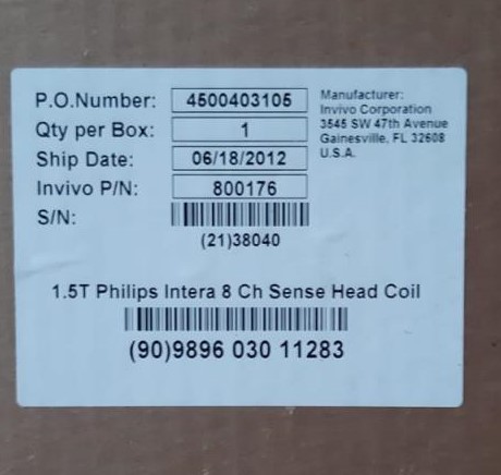 SENSE Head Coil 1.5T 8 Ch for Philips Intera PN 989603011283